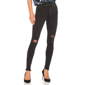 Rag & Bone High Rise Skinny Jeans Womens 26 Black Distressed Raw Hem Minimalist